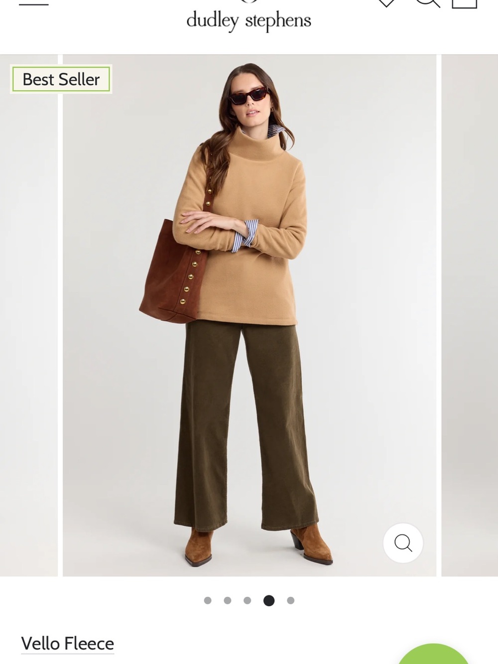 Dudley Stephens Camel Vello Fleece Turtleneck Sweater